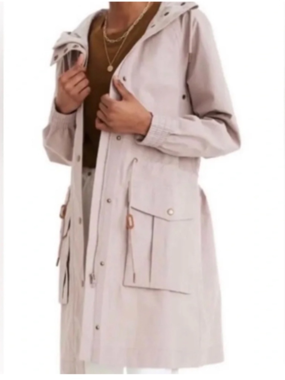 Madewell Rainfall Raincoat Dusty Pink Hooded Utility Rain Jacket